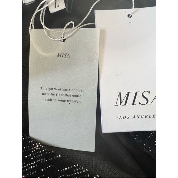 Misa Los Angeles Women's Setarah Metallic Faux-Wrap Midi Dress Large NWT - Picture 7 of 7